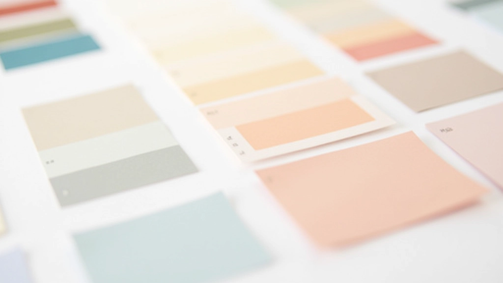 Palette de couleurs affichée sur surface plate, teintes primaires et secondaires visibles, documentation de système chromatique professionnel